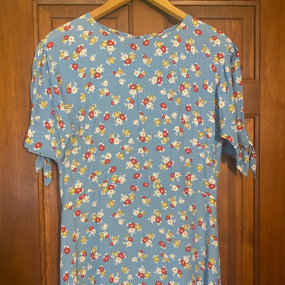Anthropologie Faithfull The Brand Erin Floral Midi Dress Jasmin Blue Floral 6/M - Picture 7 of 14